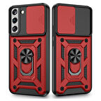 Gpack Samsung Galaxy S22 Kılıf Tank Aramid Sürgülü Vega YüzüklüNano 