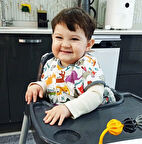 yorni 1-3 yaş, Zoo, Sıvı Geçirmez, Cırtlı, Makinede Yıkanabilir Yarım Kollu Bebek Çocuk Önlük