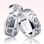 Beyaz Gül Desenli Altın Alyans 1402-1