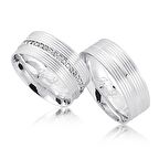 Taşlı Beyaz Altın Alyans 1403