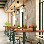 Kafes Siyah Metal Sarkıt Barista Cafe Hol Avize Depo Aydınlatma