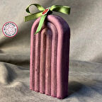 Uretti - Ayşe 7362 - El Yapımı Gökkuşağı Motifli Mor Renkli Dekoratif Mum - 6 x 12 cm