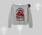 Kayık Yaka Sweatshirt Classic Railroad Vintage Train Street Aesthetic