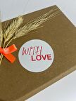 With Love Kırmızı Yazılı Beyaz Yuvarlak Yapışkanlı Etiket 4x4 cm 120 adet