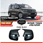 Toyota Proace City 2021 Sonrası Uyumlu Batman Yarasa Ayna Kapağı Piano Black ABS Plastik Sağ Sol Takım