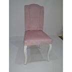 Sandalye Klasik Model Kayın Aslan Parlak beyaz Ayak  Babyface giydirme kumaş El Yapım