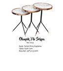 Bengi Brc Olimpik Zigon Sehpa 1074 Beyaz Mermer Desenli Parlak Pirinç Kaplama El Yapım