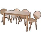 Masa-Sandalye RETRO Papel Takım model Kayın Torna  kaplama sandalye Açılır Natüre HAM  El Yapım