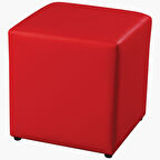 Benc 13786 Puf Kapitone Rugan Suni deri Kırmızı Kumaş Kayın Gövde Kare El Yapım