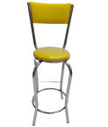 Bengi Sandalye BAR Tipi Yüksek Model  SARI 1 adet Metal Çelik nikelaj Suni deri döşeme El Yapım