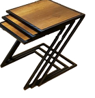 Bengi Zigon ZLF 3LÜ Z Model Metal Transmisyon çelik Siyah fırın boya MDF Ceviz tabla El Yapım