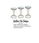 Bengi Brc Bufalo Zigon Model Beyaz Mermer Temper cam Metal Transmisyon Gümüş Renk Kaplama El Yapım