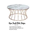 Bengi Brc KUM SAAT ORTA SEHPA Model 1021 Beyaz Mermer Temper Cam Metal çelik ROSE renk Kaplama  El Yapım