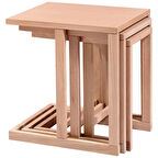 Zigon ILGZ 17570 C MODEL 3LÜ Sehpa HAM KAYIN Torna ayak Klasik Tekerlekli El Yapı