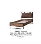 Karyola Urlu Loft 18385 Model Metal Kaliteli Suntalam 100*200 Dolgun Başlık 