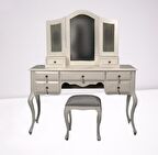 MAKYAJ MASA Dresuar 7Çekmece Ahşap Kayın Lükens Aslan Ayak Beyaz Lake boya Yan açıl ayna El Yapım