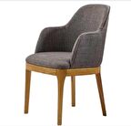 Sandalye 19798 Zus061 Berjer Model Gri Renk Tam Kolçak Ort Oturum Ceviz Boya Ayak