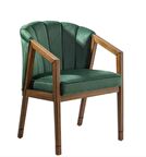 Sandalye 198733 Zus158 Midye Model Kayın Ayak Ceviz Babyface Kumaş Yeşil El Yapım