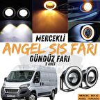 Peugeot Boxer Uyumlu Üniversal Mercekli Angel Sis Farı Metal Su Geçirmez 76 mm Turuncu Halkalı Gündüz Farı Angel Eyes 2 Adet
