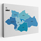 Harita Sepeti Siirt İli ve İlçeler Haritası Dekoratif Kanvas Tablo 1450