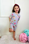 Kız Çocuk Pamuklu Penye Kumaş Şortlu Pijama Takımı 