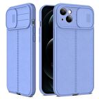 Gpack Apple iPhone 14 Kılıf Kamera Sürgülü Deri Dokulu Mat Silikon