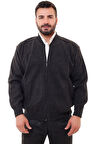 Astarlı Cepli Farmuarlı Çelik Örme Ceket Hırka Siyah