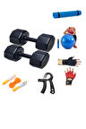 PS SPOR 9 KG DAMBIL X 2 ADET = 18 KG + 5 ÇEŞİT PLASTES VE EGZERSİZ SETİ