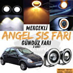 Ford Ka 1996-2008 Uyumlu Üniversal Mercekli Angel Sis Farı Metal Su Geçirmez 76 mm Turuncu Halkalı Gündüz Farı Angel Eyes 2 Adet