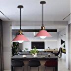 Rsylight Retro Metal Dekoratif Rustik Pembe Tekli Sarkıt Avize Çap 30 cm