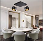 Rsylight Retro Metal Dekoratif Rustik Tavan Plofyoner Siyah 2 Li Mafsallı Avize Çap 25 cm