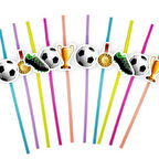 Pipet Futbol  temalı 10lu Artistik Pipet Doğum Günü eğlenceli parti pipeti