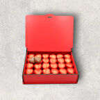 50 Adet Kalp Şeklinde Çikolatalı Kırmızı Ahşap Hediye Kutusu – Sevgi Dolu Tatlar