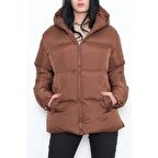 Kapşonlu Şişme Mont Kahve