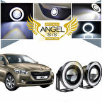 Peugeot 301 Uyumlu, Universal Mercekli Led Angel Sis Farı, 76mm Beyaz Renk