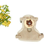 Yeni Sevimli Kaçış Önleyici Kedi Yürüyüş Vücut Tasmaları Bej ( M Beden )