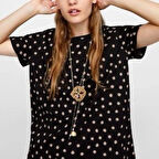 Kadın Oversize Geniş Kalıp Puantiyeli  Tişört  T-Shirt