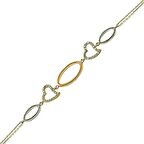 Bilezikhane Bileklik Kalpli Halkalar 2,80 Gram 14 Ayar Altın