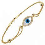 Bilezikhane İnce Zincirli Sedef Göz 14 Ayar Altın Bileklik