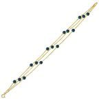 Bilezikhane Üç Sıra Mavi Kuş Gözü 14 Ayar Altın Bileklik