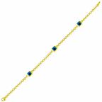 Bilezikhane Kare Göz Boncuk 14 Ayar Altın Bileklik