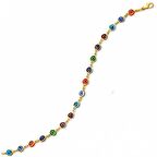 Bilezikhane Renkli Nazar Boncuklu 14 Ayar Altın Bileklik