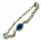 Bilezikhane Oval Göz Boncuklu 14 Ayar Altın Bileklik