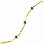 Bilezikhane Üçlü Nazarlı 14 Ayar Altın Bileklik