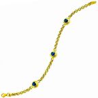 Bilezikhane Kalp Gözlü Nazar 14 Ayar Altın Bileklik