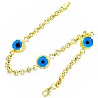 Bilezikhane Oynak Göz Taşlı 14 Ayar Altın Doç Bileklik