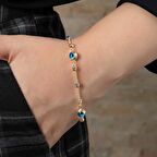 Bilezikhane Dorika toplu göz boncuklu altın bileklik