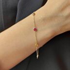 Bilezikhane Renkli taşlı altın bileklik 1.35 Gram