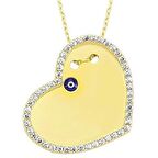 Bilezikhane Plaka Kalp Kolye 3,38 Gram Nazar Boncuklu 14 Ayar Altın