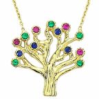 Bilezikhane Soy Ağacı Kolye 2,18 Gram Renkli 14 Ayar Altın